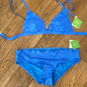 NWT Kate Spade two piece BLUE bikini L